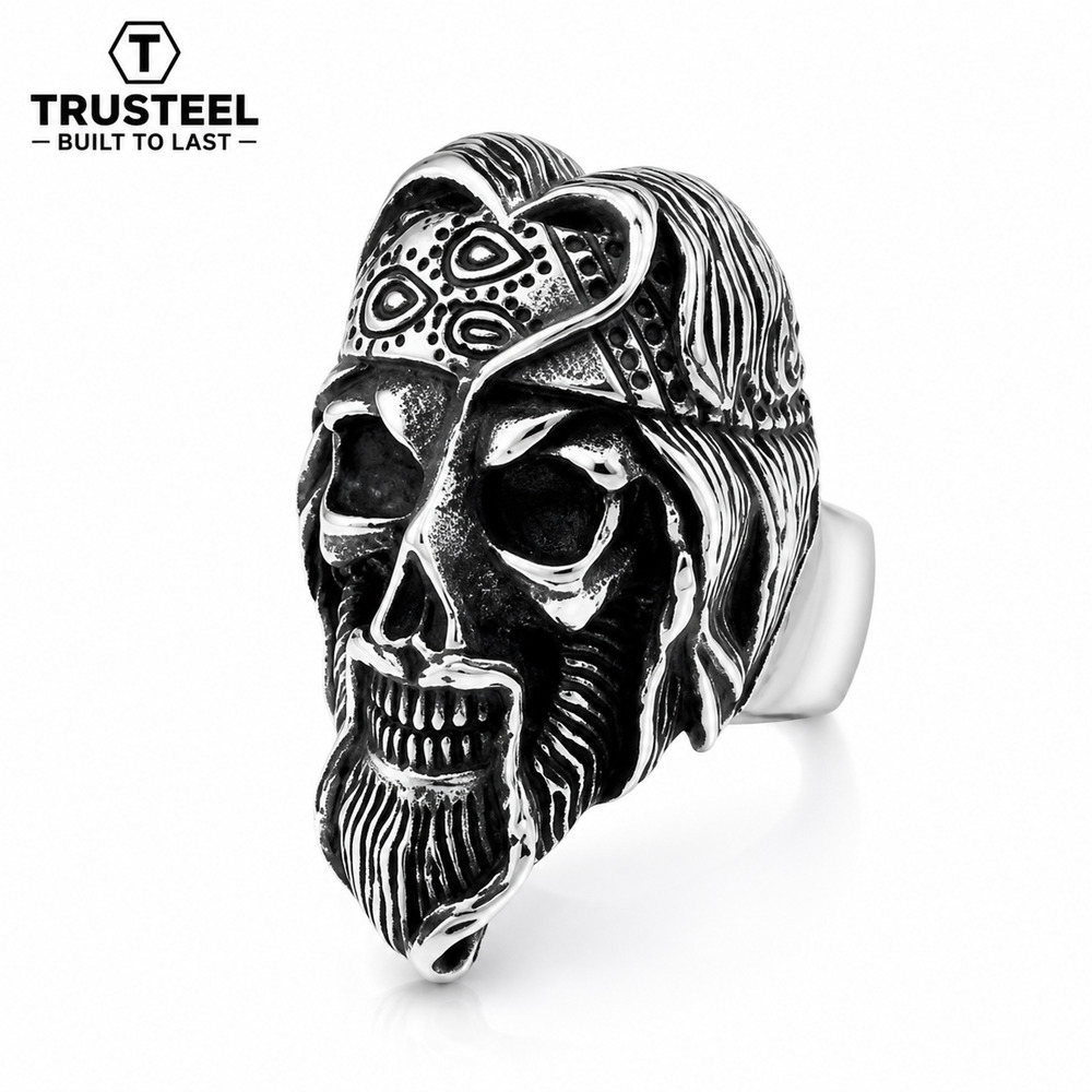Viking Skull Ring 316L Stainless Steel Gothic Biker Punk Men’s ring size 12